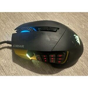 Corsair Scimitar RGB Gaming Mouse Wired Black & Yellow Lights Works